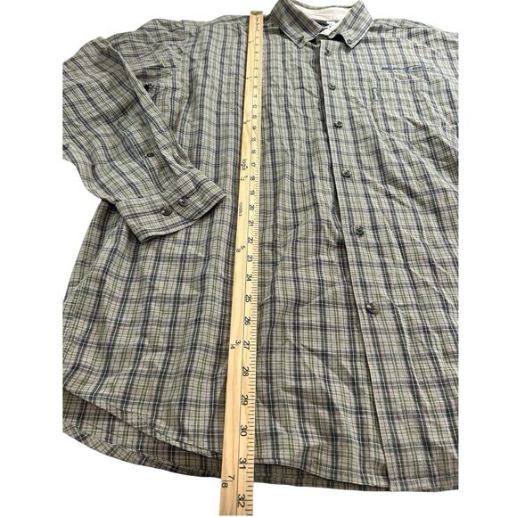 Columbia X Bud Light XL Olive Green Beige Plaid Cotton Long Sleeve Button Down - Picture 5 of 10